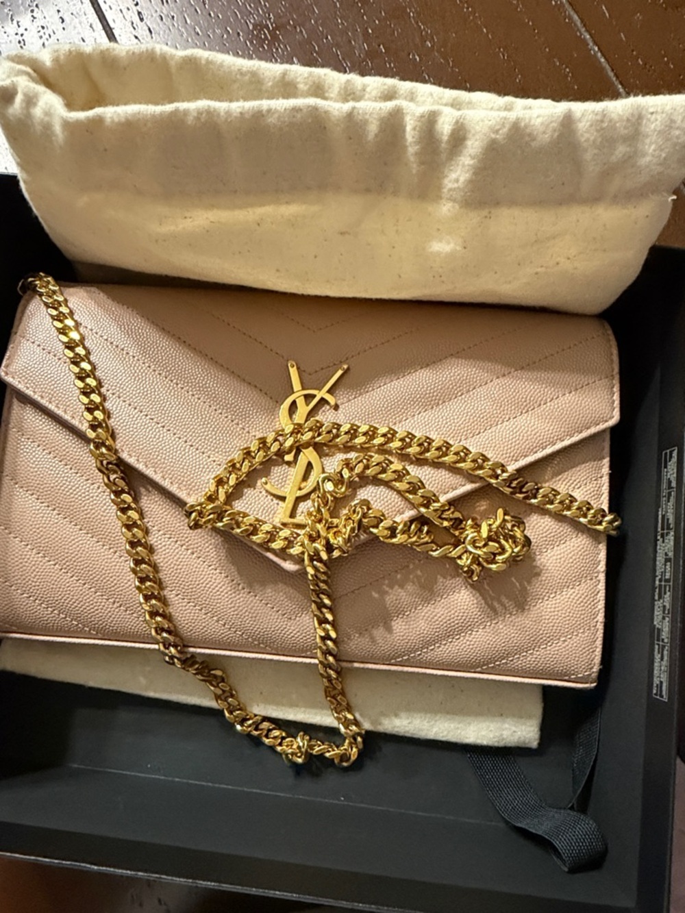 Saint Laurent Navy Blue Retail Bag with White Logo - Picture 8 of 8